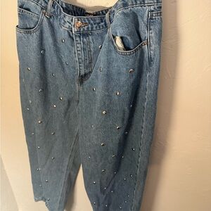 Studded Blue Boyfriend Jeans